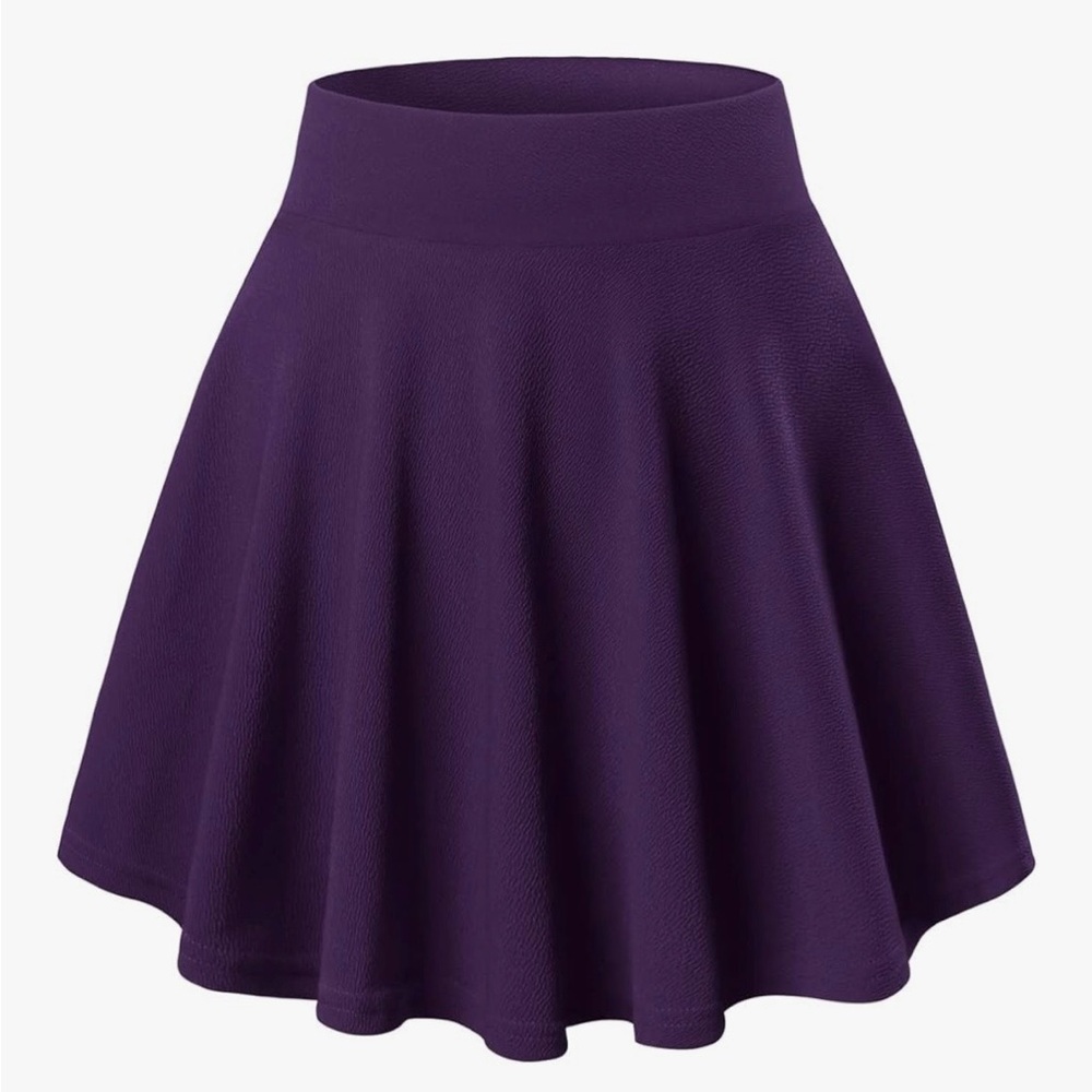 High-Rise Purple Flared Skater Skirt